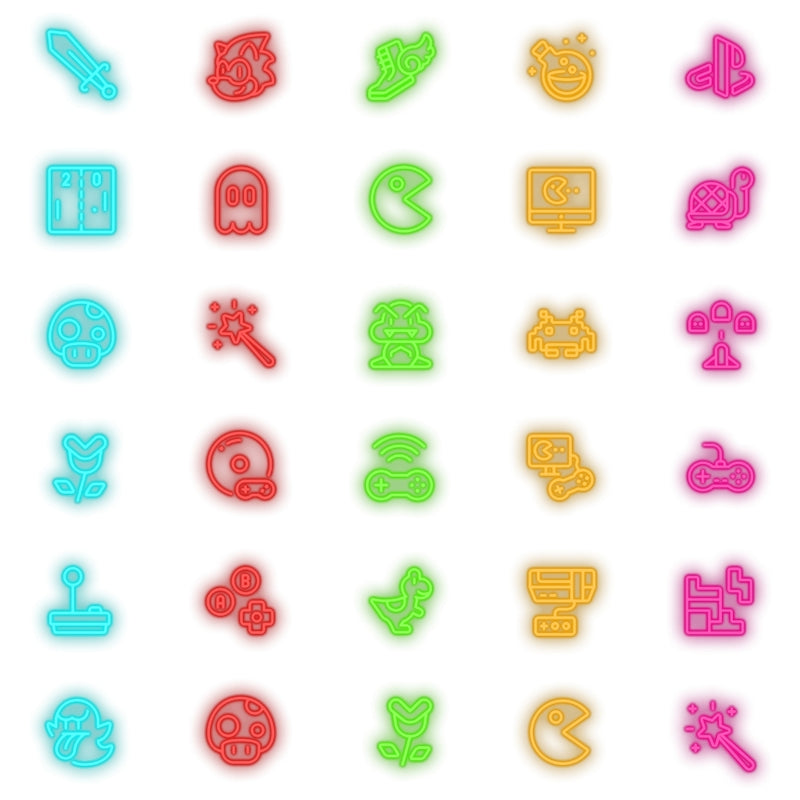 Cliparts Neon Game – Kit Digital com 26 Ilustrações - Quatro Cambalhotas