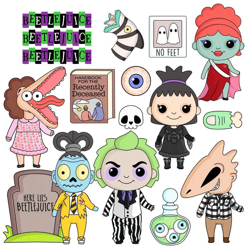 Kit Digital Beetlejuice – Cliparts, Papéis Digitais e Fontes - Quatro Cambalhotas