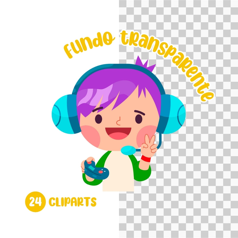 Cliparts Press Start – Kit Digital com 24 Ilustrações - Quatro Cambalhotas