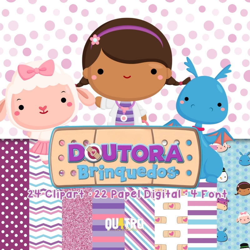 Kit Digital Doutora Brinquedos – Cliparts, Papéis Digitais e Fontes