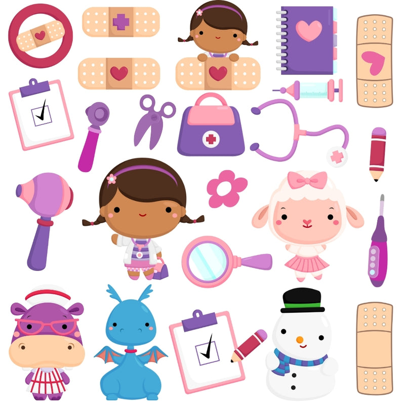 Kit Digital Doutora Brinquedos – Cliparts, Papéis Digitais e Fontes