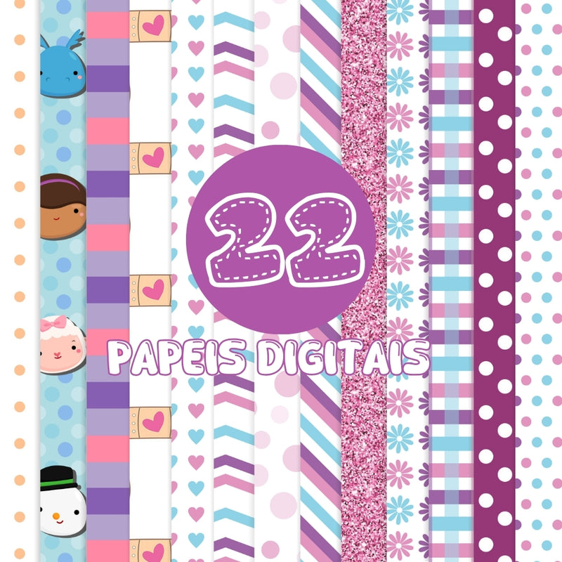Kit Digital Doutora Brinquedos – Cliparts, Papéis Digitais e Fontes