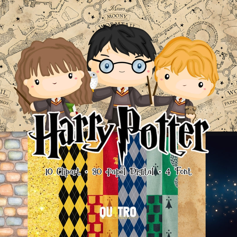 Harry Potter Digital Kit – Cliparts, Digital Papers and Fonts