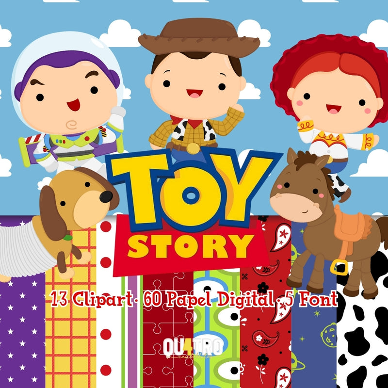 Kit Digital Toy Story – Cliparts, Papéis Digitais e Fontes - Quatro Cambalhotas