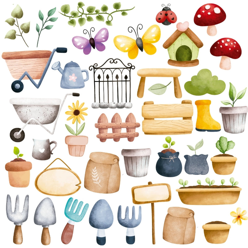Digital Garden and Fruit Kit – Cliparts, Digital Papers and Fonts