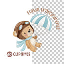Kit Digital Teddy Bear • Ursinho Aviador – Cliparts, Papéis Digitais e Fontes