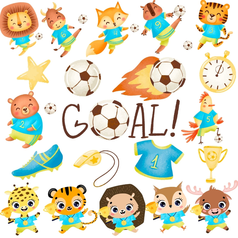 Animal Soccer Digital Kit – Cliparts, Digital Papers and Fonts