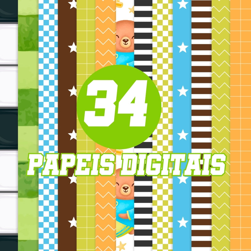 Animal Soccer Digital Kit – Cliparts, Digital Papers and Fonts
