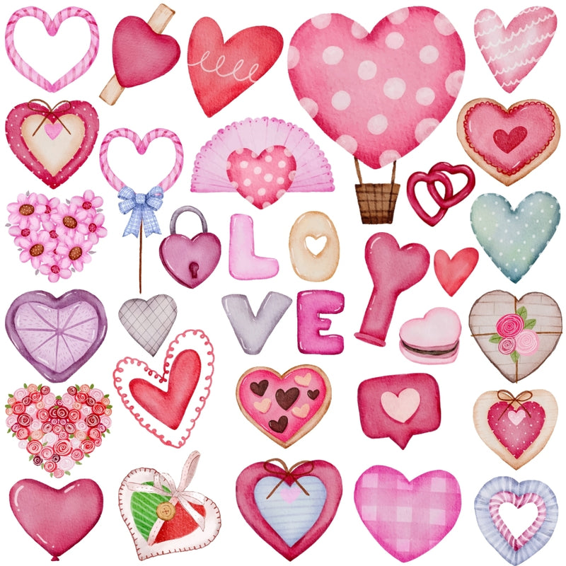 Love Hearts Cliparts – Digital Kit with 30 Illustrations