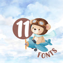 Kit Digital Teddy Bear • Ursinho Aviador – Cliparts, Papéis Digitais e Fontes