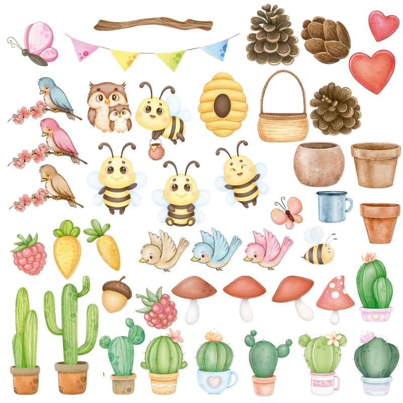 Enchanted Garden Digital Kit – Cliparts, Digital Papers and Fonts