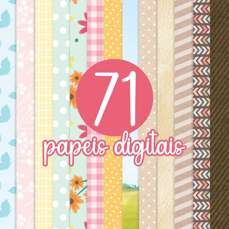 Enchanted Garden Digital Kit – Cliparts, Digital Papers and Fonts