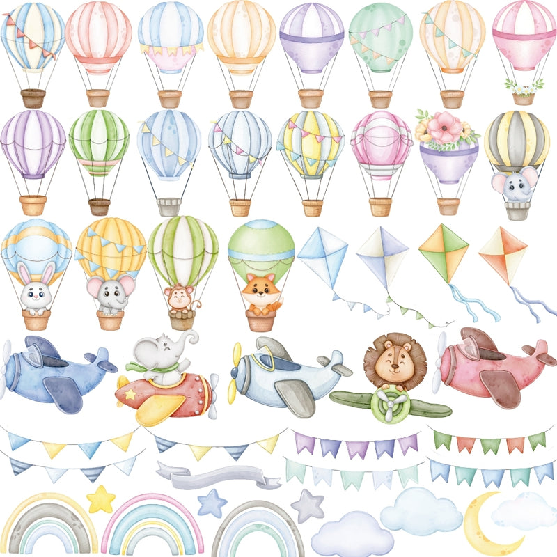 Balloons and Airplanes Digital Kit – Cliparts, Digital Papers and Fonts
