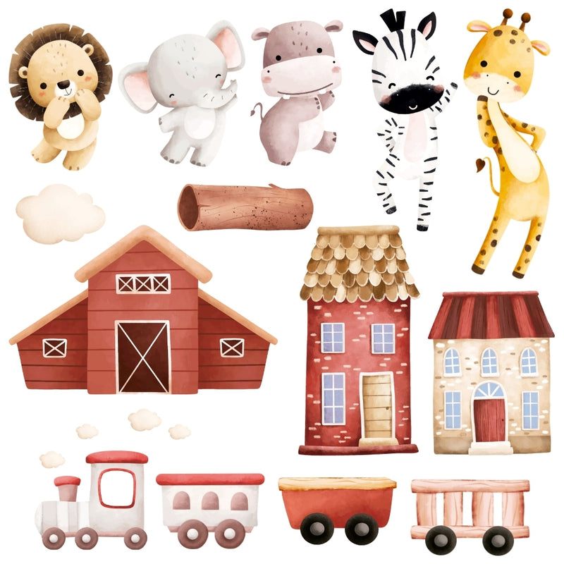 Locomotives Digital Kit – Cliparts, Digital Papers and Fonts