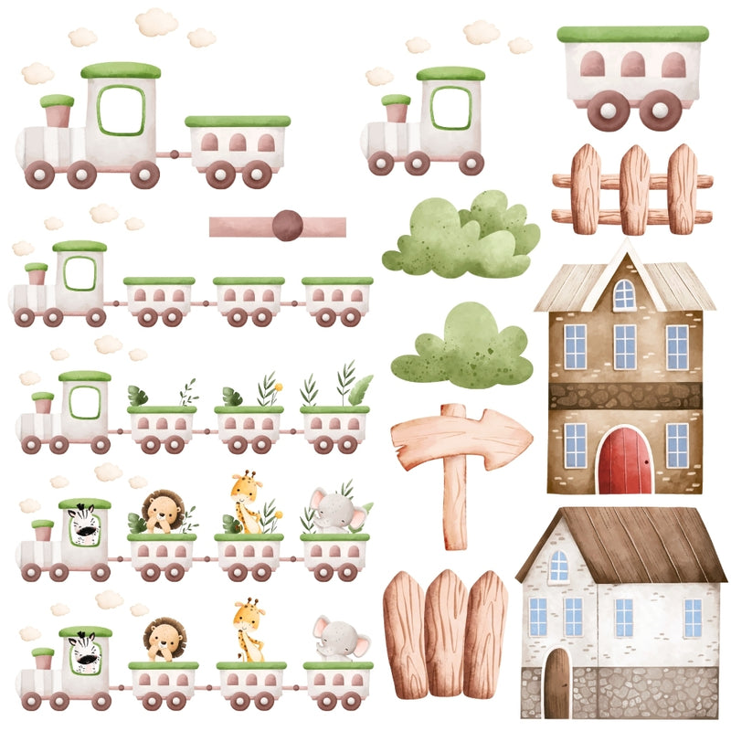 Locomotives Digital Kit – Cliparts, Digital Papers and Fonts