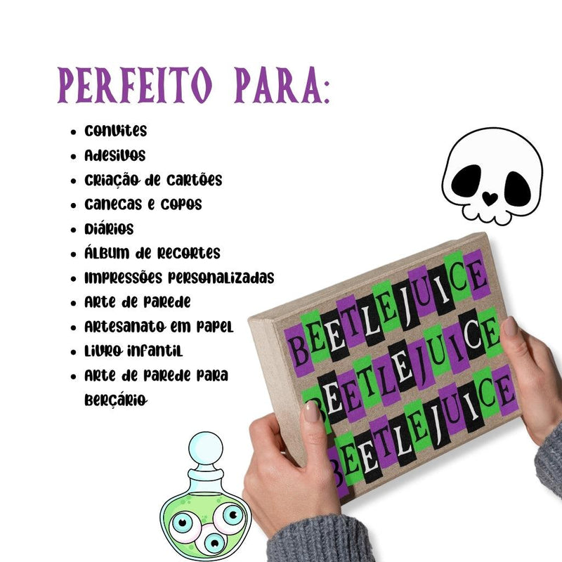Kit Digital Beetlejuice – Cliparts, Papéis Digitais e Fontes - Quatro Cambalhotas