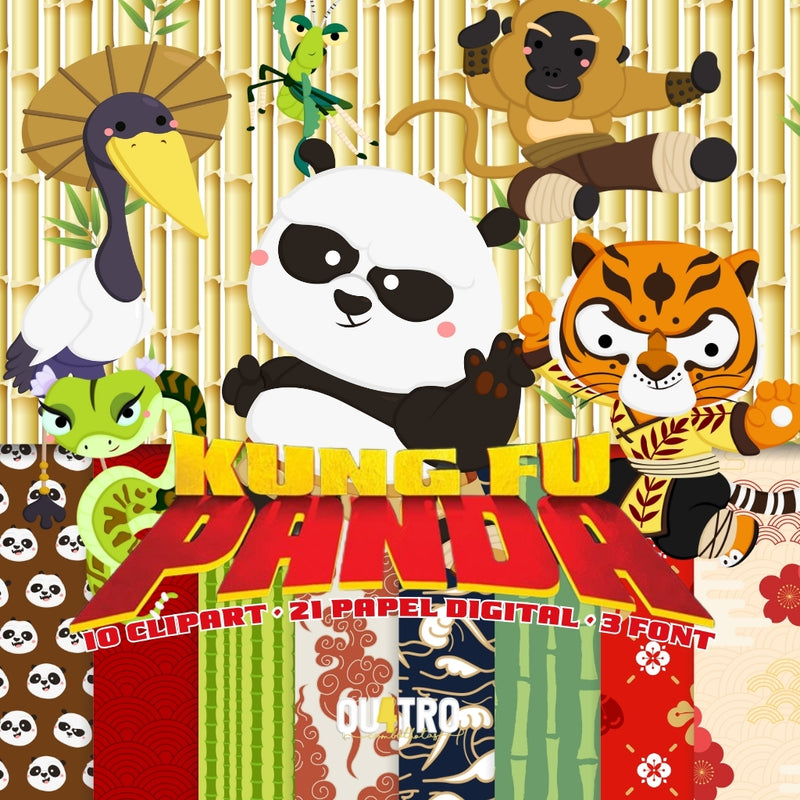 Kung Fu Panda Digital Kit – Cliparts, Digital Papers and Fonts