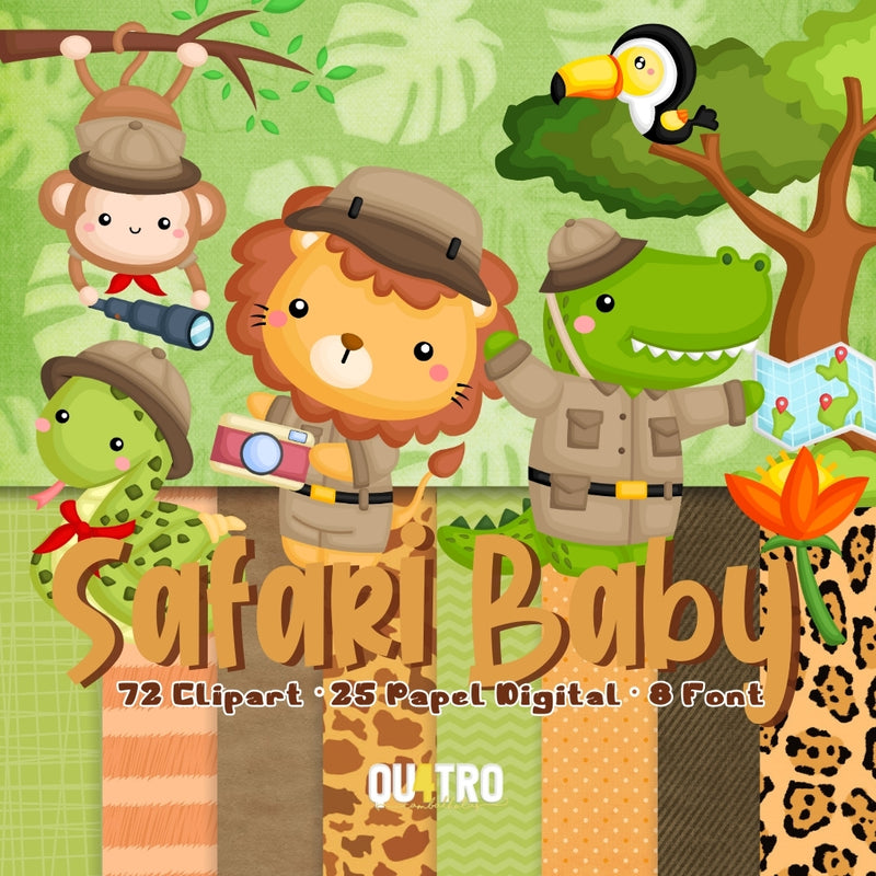 Safari Baby Digital Kit – Cliparts, Digital Papers and Fonts
