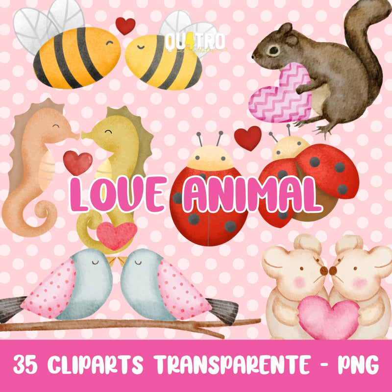 Cliparts Love Animals – Kit Digital com 35 Ilustrações