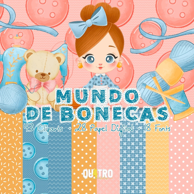 Doll World Digital Kit – Cliparts, Digital Papers and Fonts