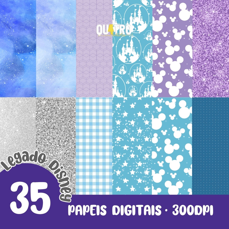 Um Legado Disney - Kit com 35 Papéis Digitais e Fontes - Quatro Cambalhotas