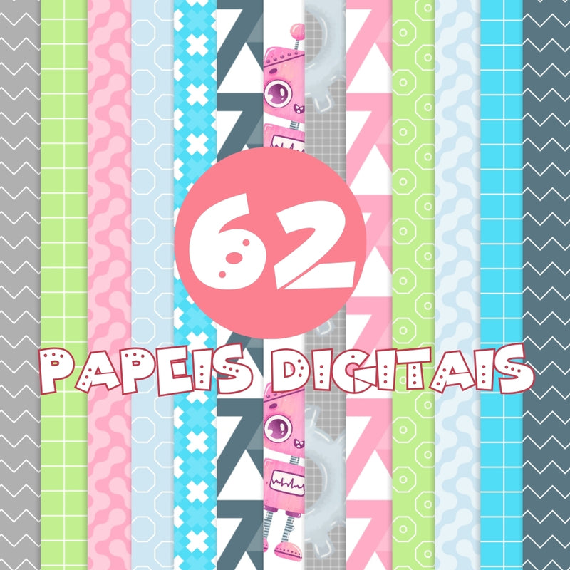 Baby Robots Digital Kit – Cliparts, Digital Papers and Fonts