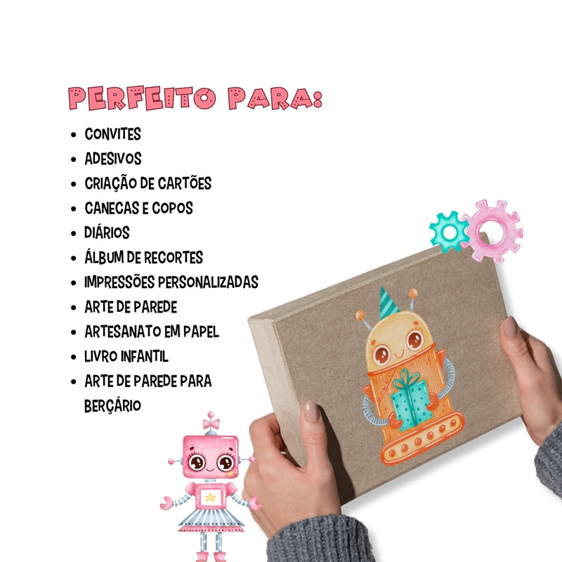 Baby Robots Digital Kit – Cliparts, Digital Papers and Fonts