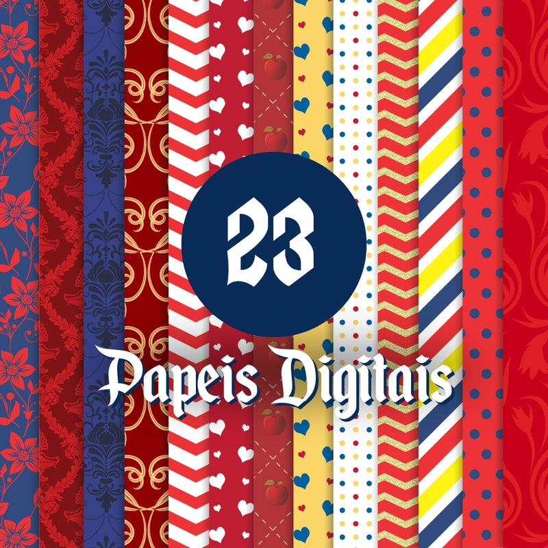Kit Digital Branca de Neve – Cliparts, Papéis Digitais e Fontes - Quatro Cambalhotas