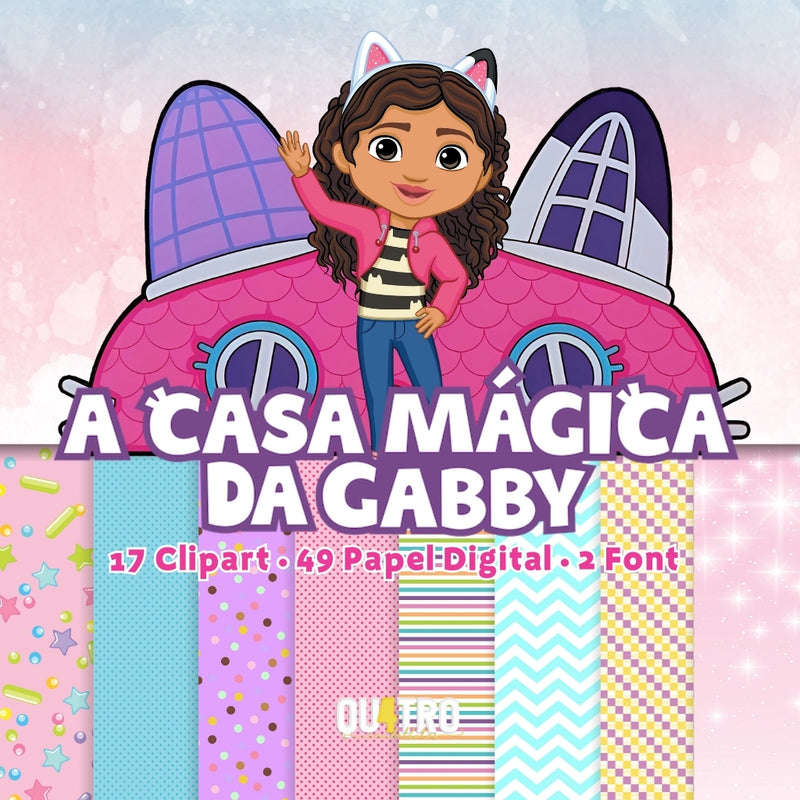 Kit Digital A Casa Mágica da Gabby – Cliparts, Papéis Digitais e Fontes