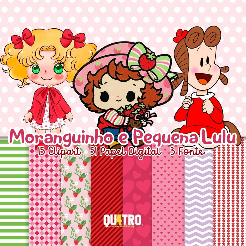 Strawberry Shortcake and Little Lulu Digital Kit – Cliparts, Digital Papers and Fonts