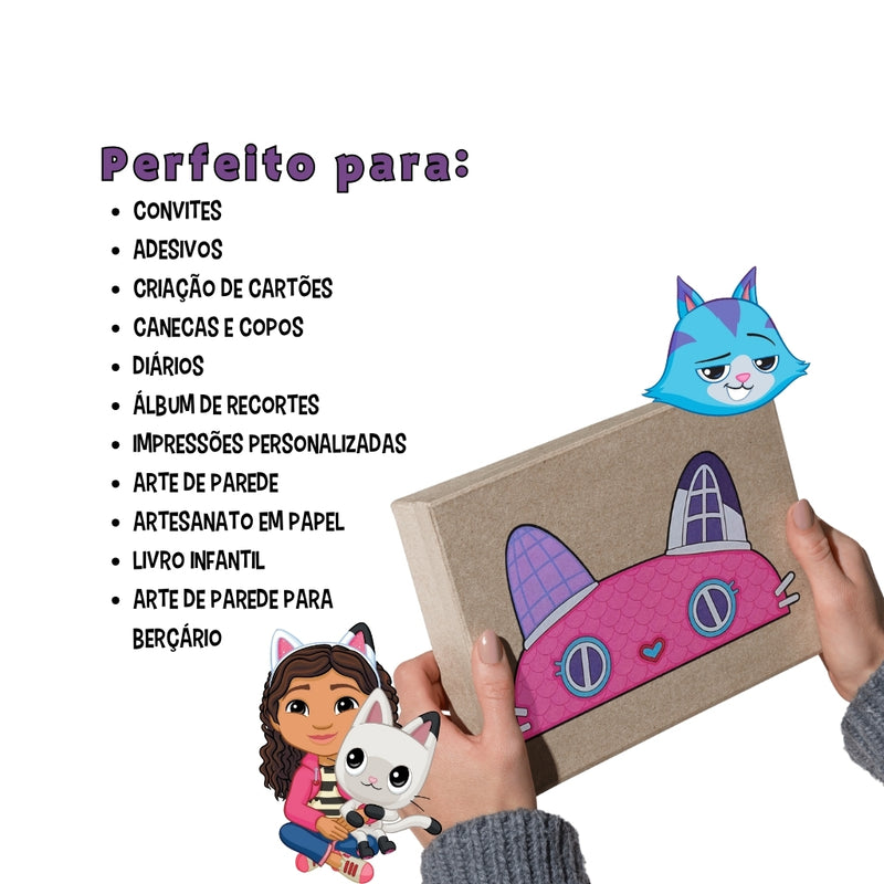 Kit Digital A Casa Mágica da Gabby – Cliparts, Papéis Digitais e Fontes