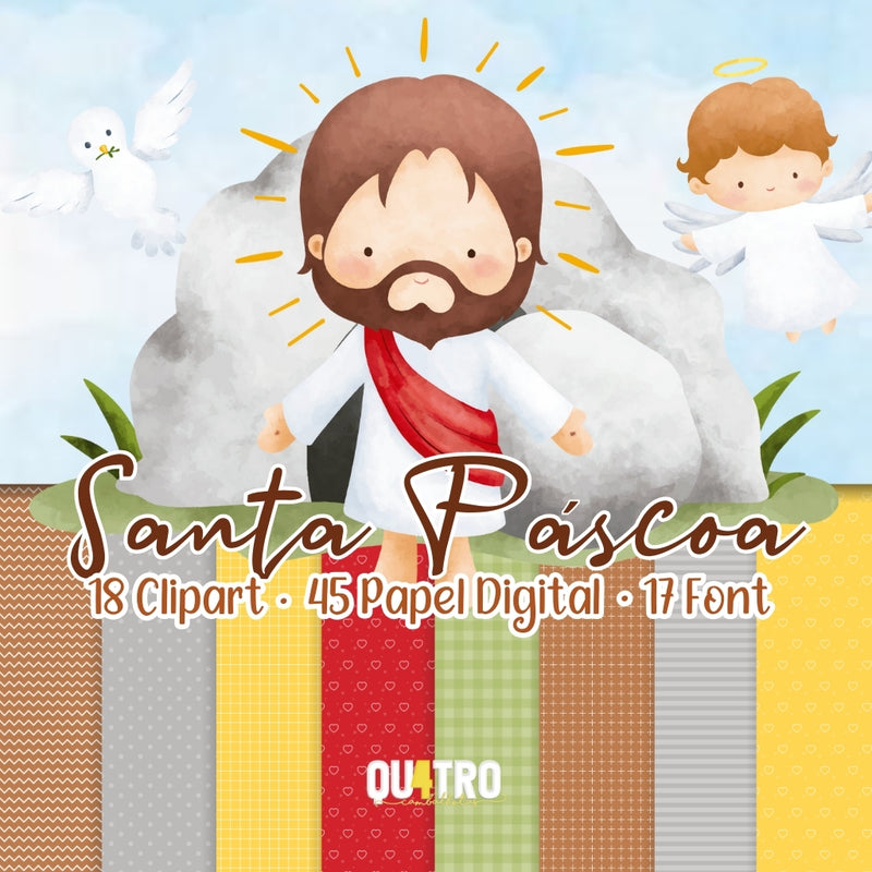 Kit Digital Santa Pascua – Cliparts, Papeles Digitales y Fuentes