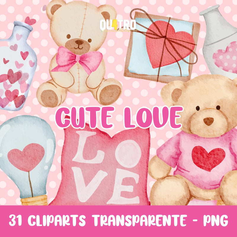 Cliparts Cute Love – Kit Digital con 31 Ilustraciones