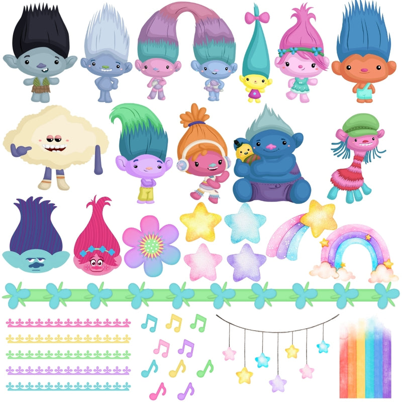 Trolls Digital Kit – Cliparts, Digital Papers and Fonts