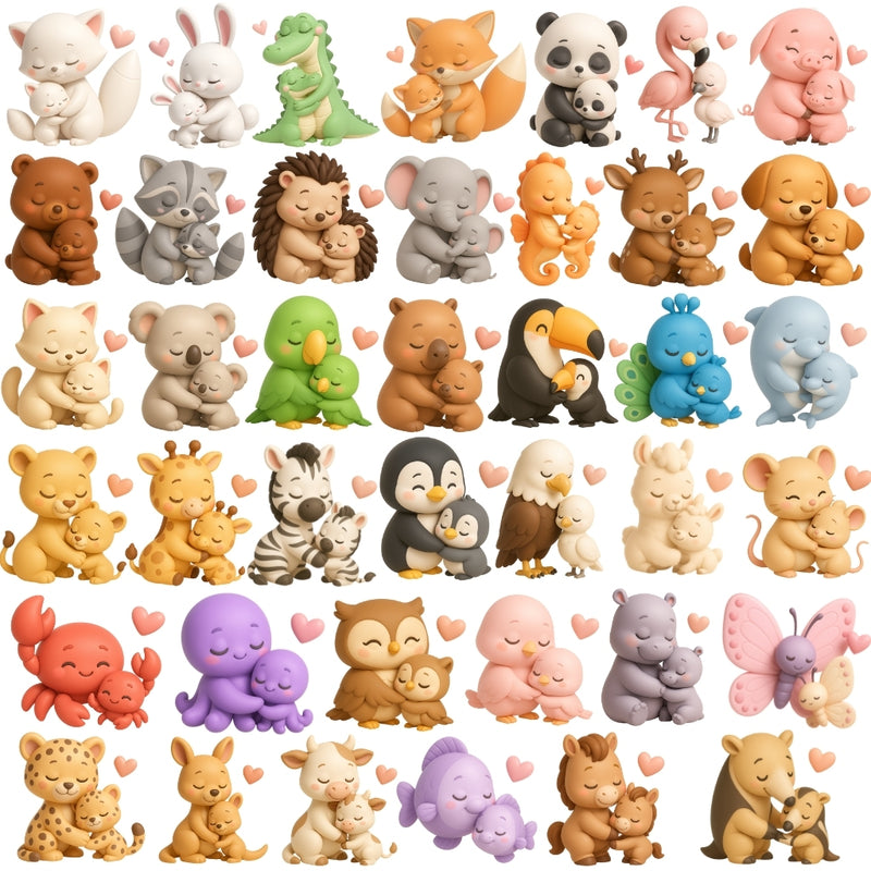 Kit digital Animais Especial Dia das Mães - Cliparts, Papéis Digitais e Fontes