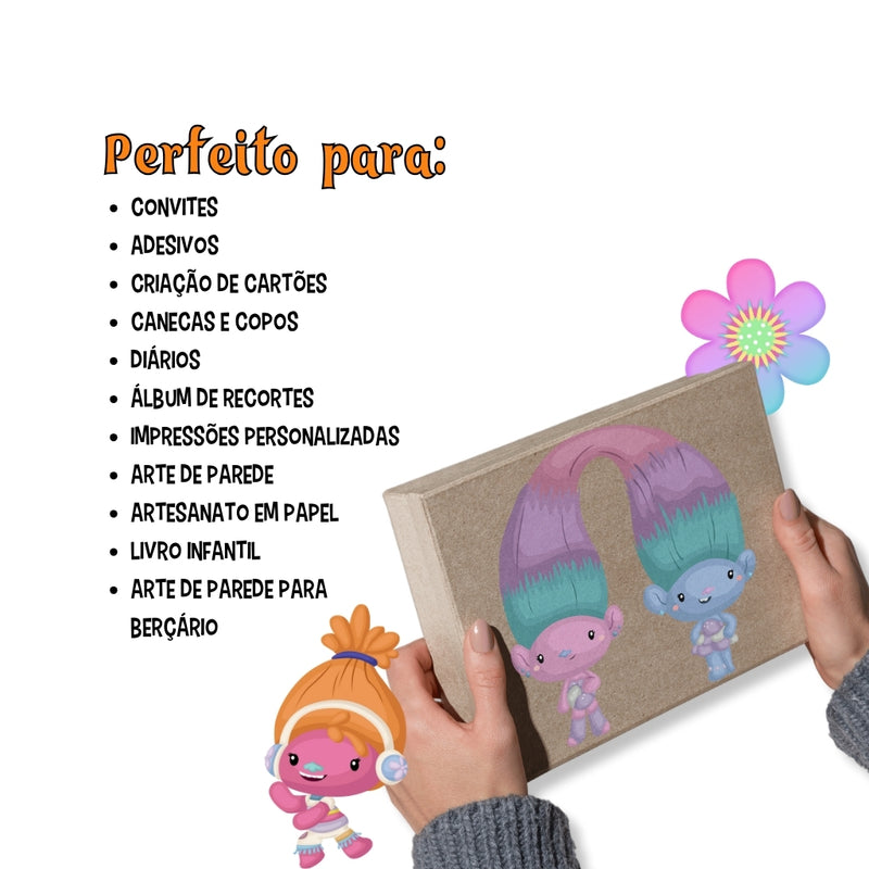 Trolls Digital Kit – Cliparts, Digital Papers and Fonts