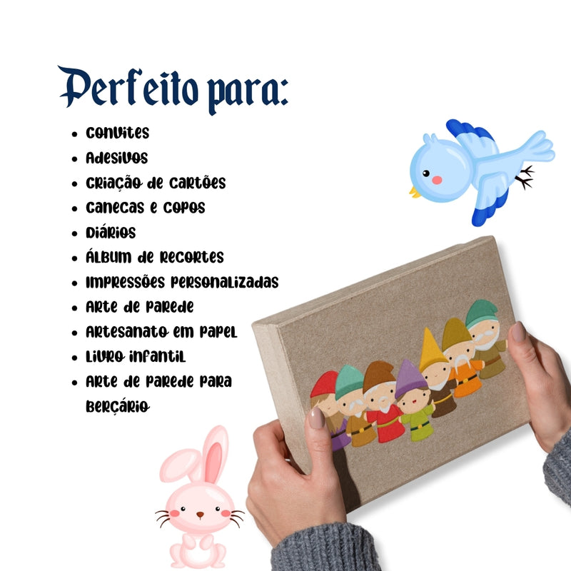 Kit Digital Branca de Neve – Cliparts, Papéis Digitais e Fontes - Quatro Cambalhotas