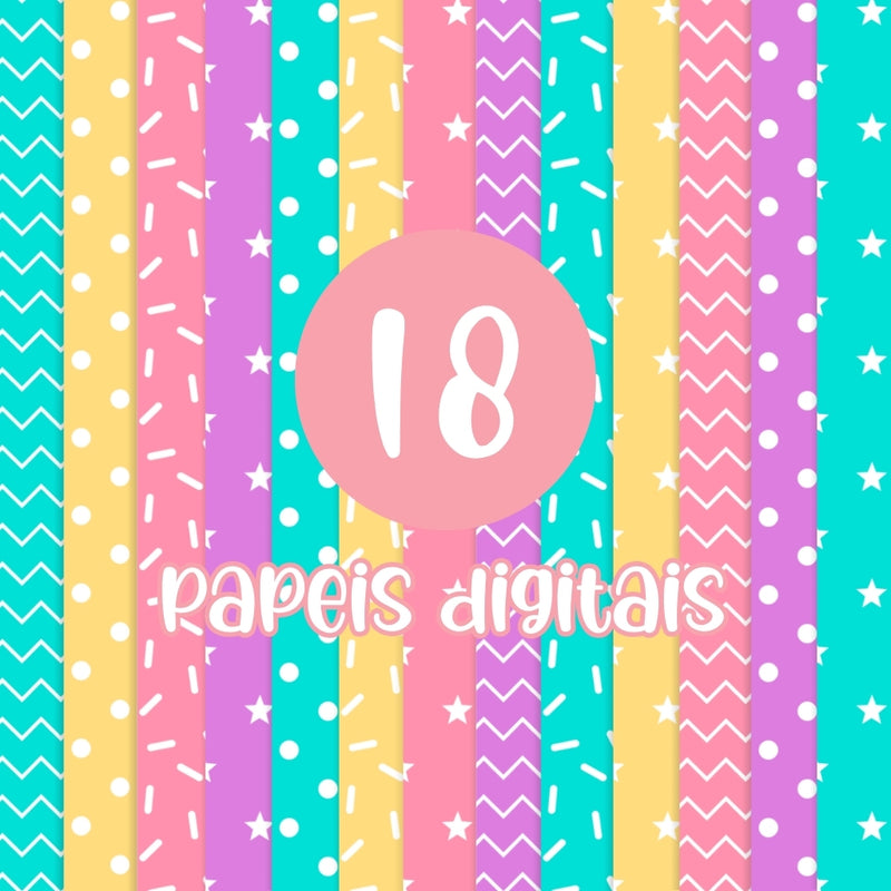 Cotton Candy Digital Kit – Cliparts, Digital Papers and Fonts