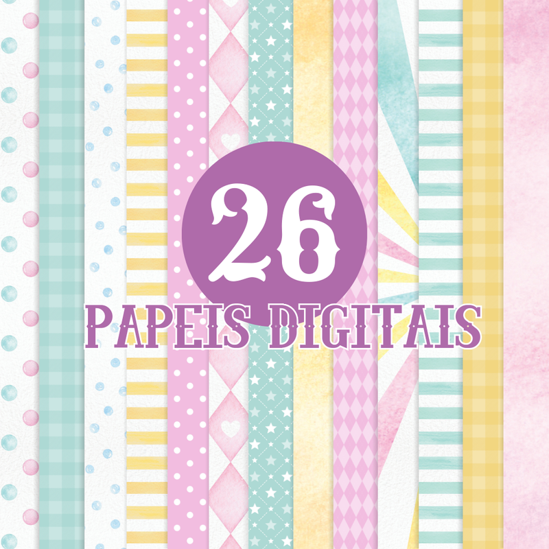 Baby Candy Circus Digital Kit - Cliparts, Digital Papers and Fonts