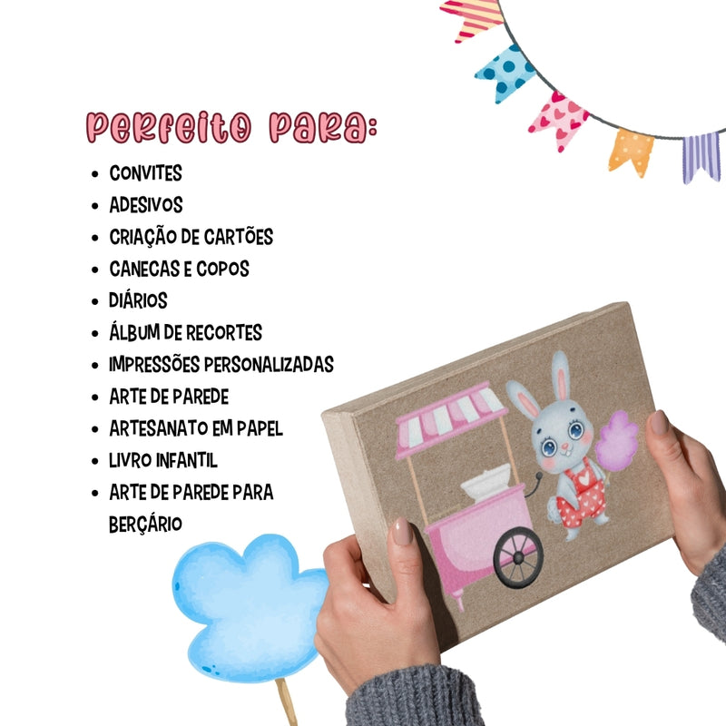 Cotton Candy Digital Kit – Cliparts, Digital Papers and Fonts