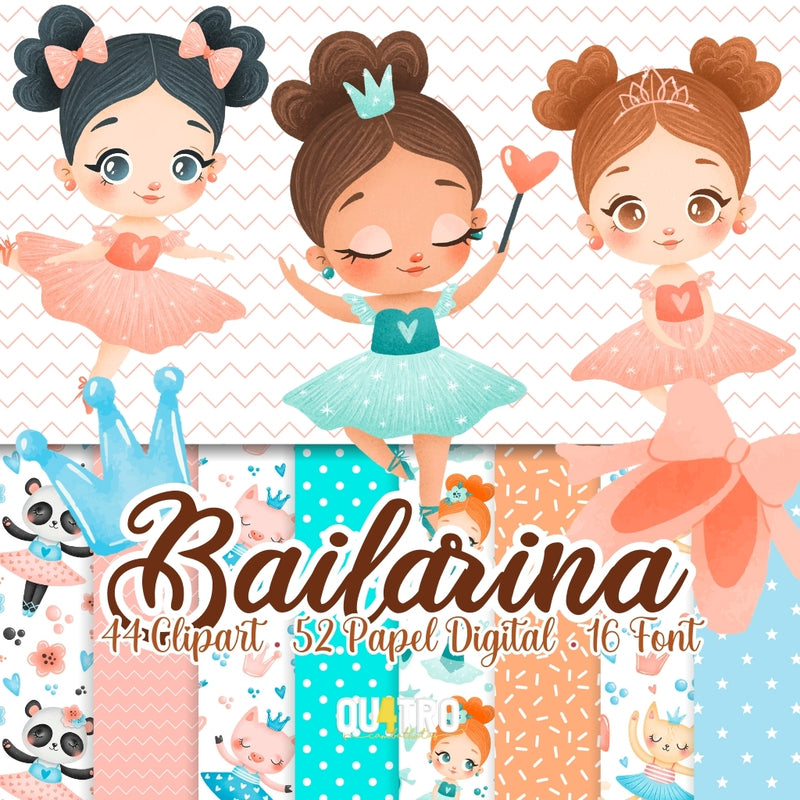 Ballerina Digital Kit – Cliparts, Digital Papers and Fonts