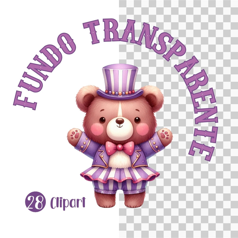 Kit Digital Circo Morado - Cliparts, Papeles Digitales y Fuentes