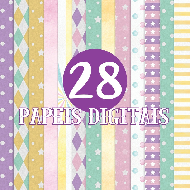 Kit Digital Circo Rosa: Cliparts, Papeles Digitales y Fuentes