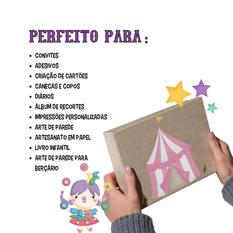 Kit Digital Circo Rosa: Cliparts, Papeles Digitales y Fuentes