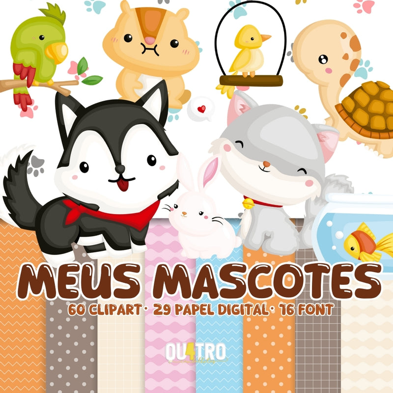 My Mascots Digital Kit – Cliparts, Digital Papers and Fonts