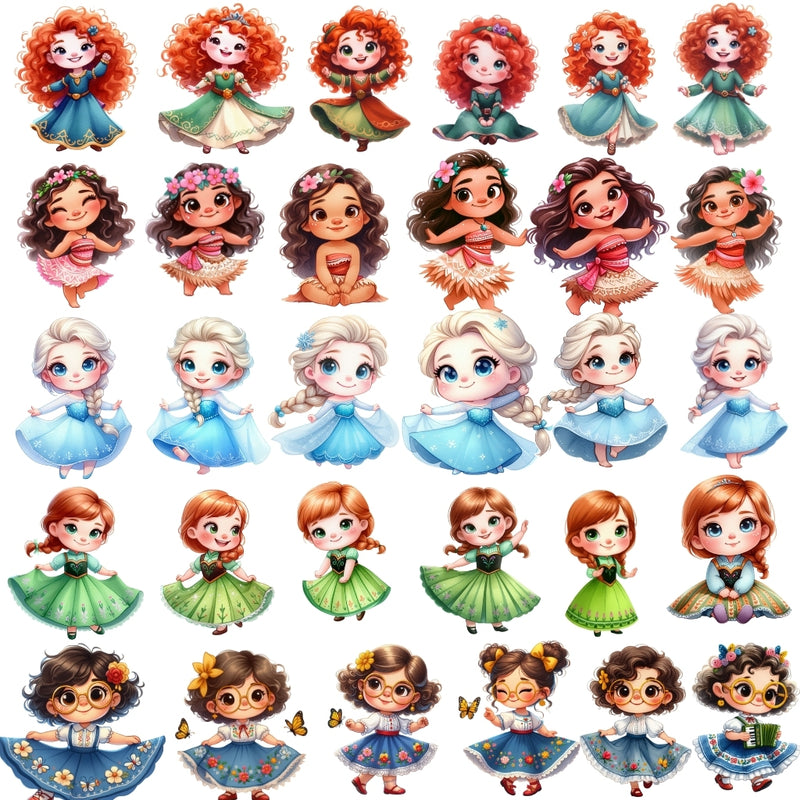 Disney Princess Digital Kit - Cliparts, Digital Papers and Fonts