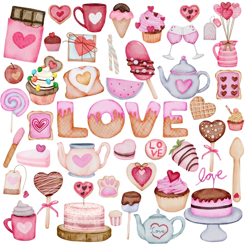 Candy Love Cliparts – Digital Kit with 45 Illustrations