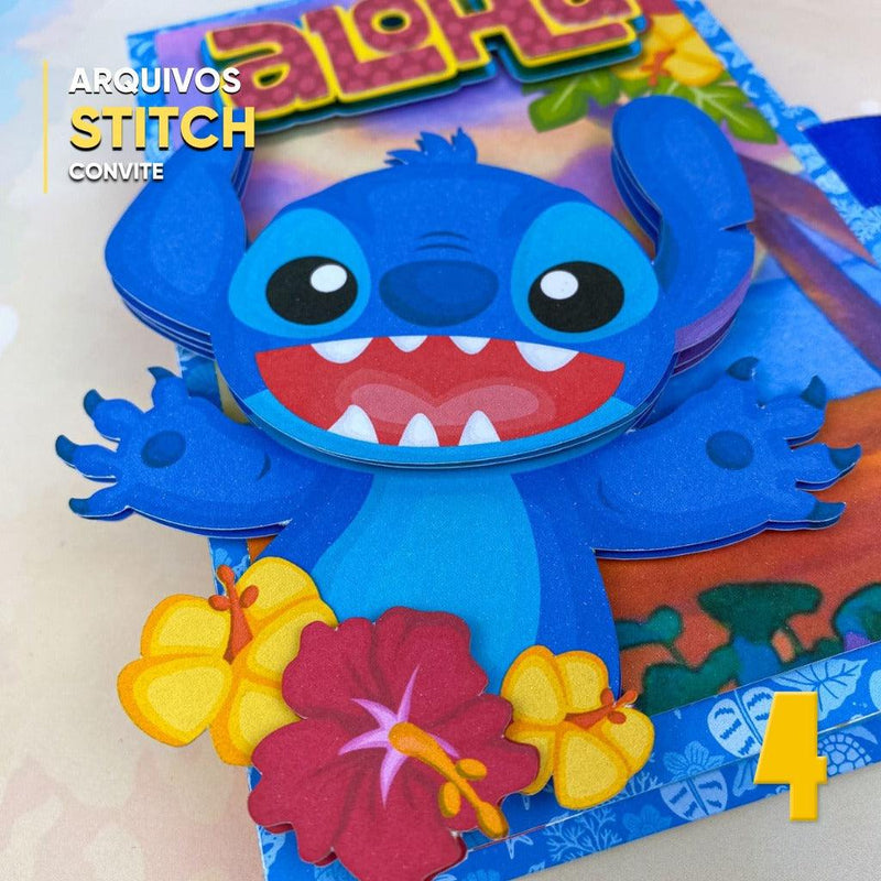 Caixa Convite Lilo & Stitch - Arquivo Digital para Recorte - Quatro Cambalhotas