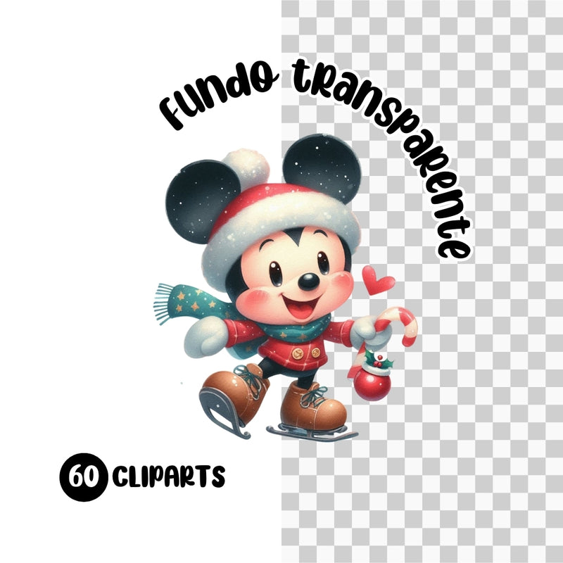 Cliparts Natal do Mickey – Kit Digital com 60 Ilustrações - Quatro Cambalhotas