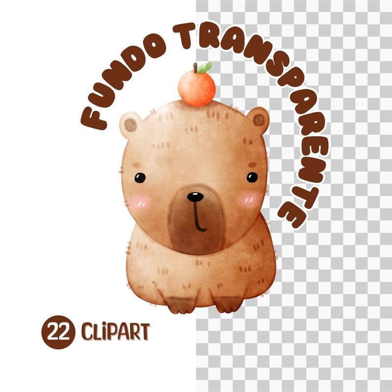 Kit Digital Capivara – Cliparts, Papéis Digitais e Fontes - Quatro Cambalhotas